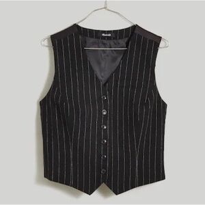 Madewell Wool Mix Black Pinstripe Vest